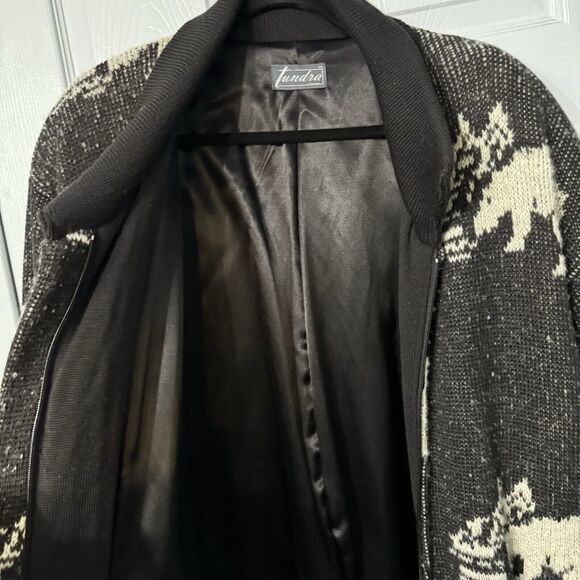 Tundra Full Zip Women's Med Heavy Wool Lined Polar Bear Jacket Y2K Parka - Picture 10 of 11